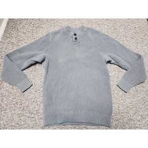 Duluth Burly Retirement Fisherman Henley Heavy Knit  Mens Medium Gray